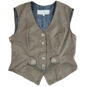 Vintage Dorothy Schoelen Trachten Southwestern Tan Vest Women’s Medium Petite